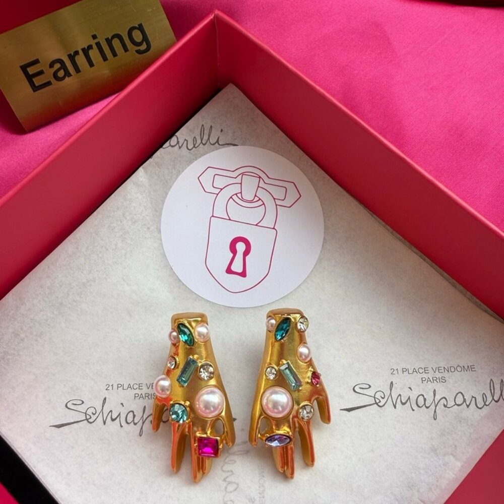 ✋ Schiaparelli Iconic Hand Motif Multi-Gem Earrings ✋